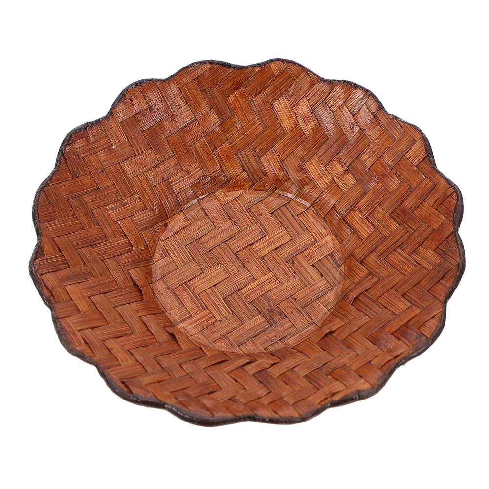 1Pc Bamboo Hand-woven Coaster Household Cup Mat Heat Resistant Cup Cushion