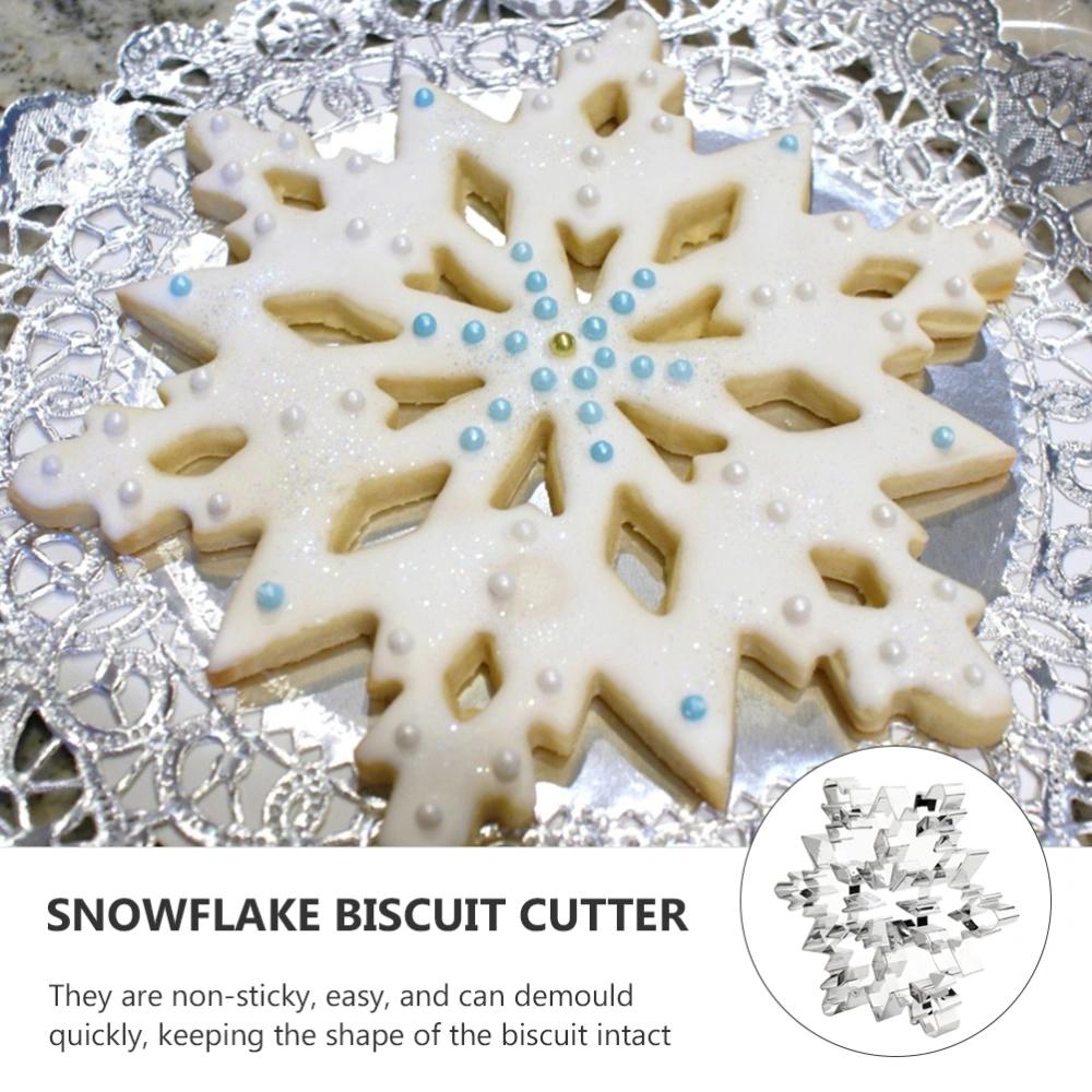 2pcs Christmas Snowflake Cookie Cutter Mold 3D Stainless Steel Biscuit Mold