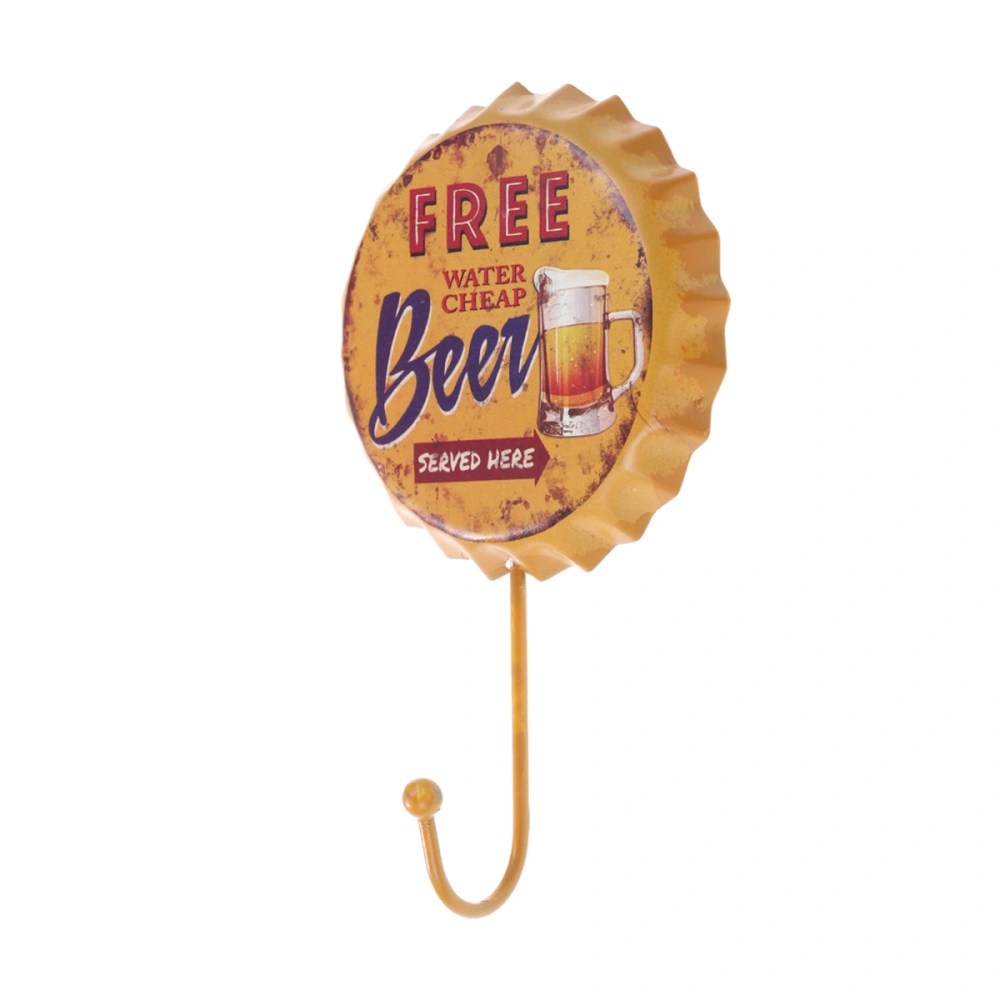 Retro Wrought Iron Beer Bottle Caps Decorative Hooks Creative Bag Organizer Hanging Hooks Key Holder Bar Decoration Clothes Rack Wall Hook(T-51213)