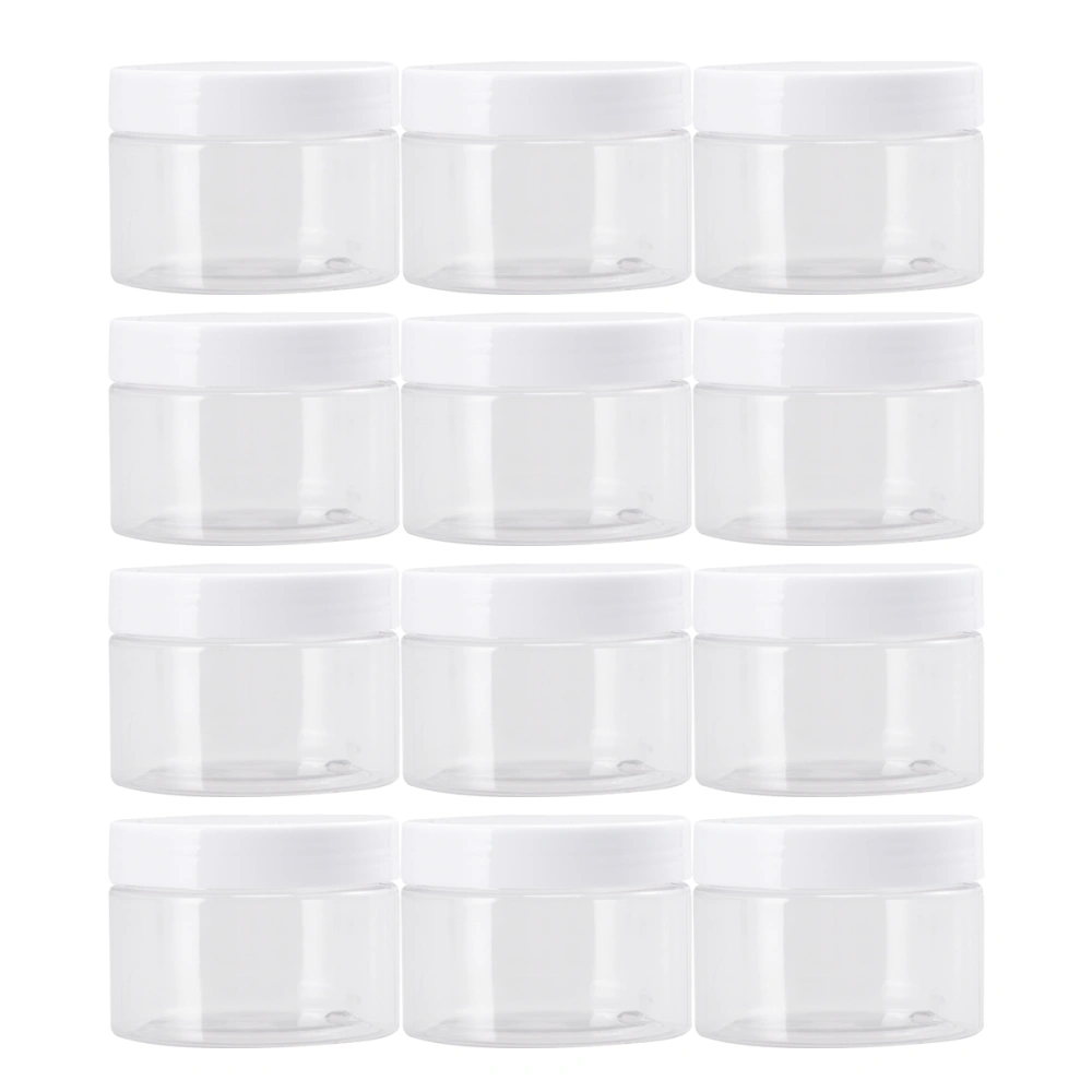 12PCS 120ML Capacity Cosmetic Mask Cream Storage Bottle Food Transparent Plastic Bottle(White Cap)