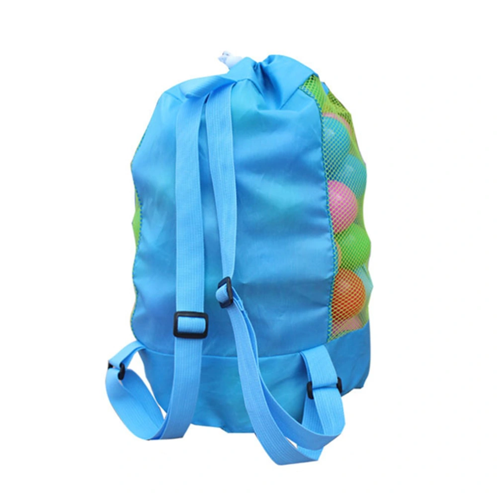 Kids Backpack Beach Mesh Tote Bag Foldable Storage Bag Sand Toys Sea Shell Bag Dredging Tool Bag for Teens Kids (Blue)