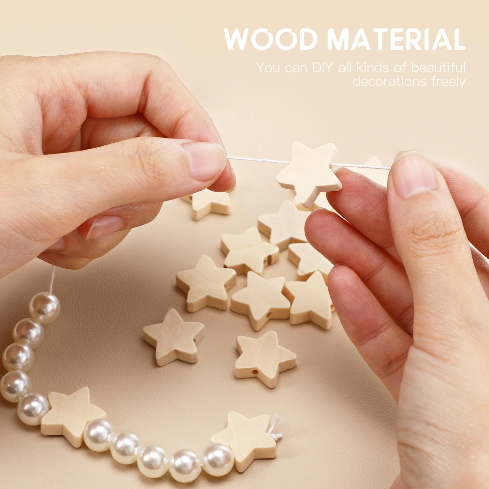 50 Pcs Wooden Beads Unique Five-pointed Star Shape Beads DIY Handmade Jewelry Accessories Wood Beads Craft Supplies