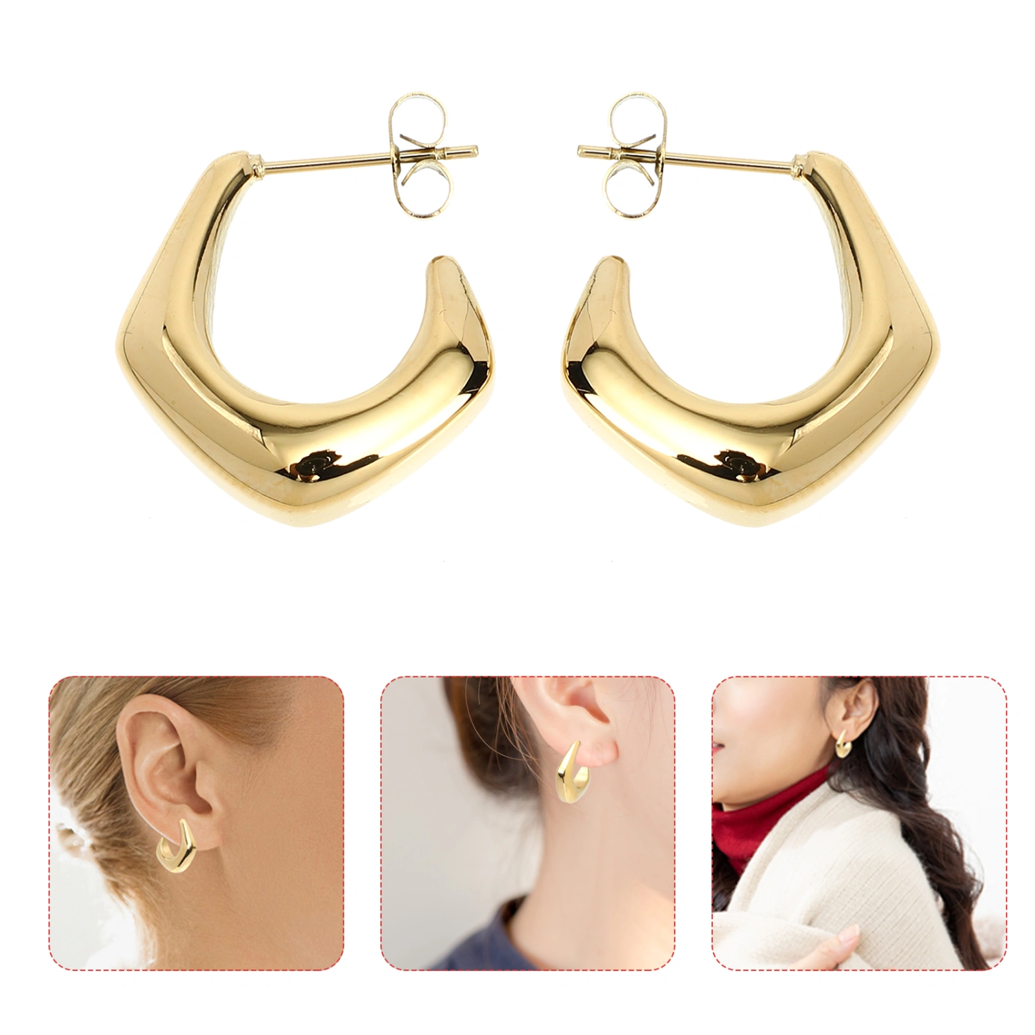 1 Pair Fashion Loop Drop Pendant Earrings Ear Studs Ear Jewelry Women Jewelry
