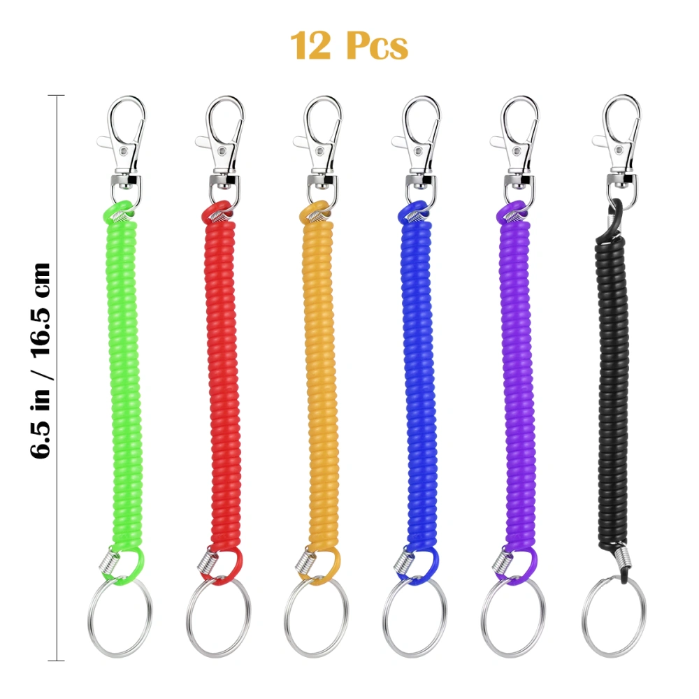 TOYMYTOY 12 Pieces Stretchy Spiral Keyring Colourful Plastic Keychain Spring Retractable Key Holder