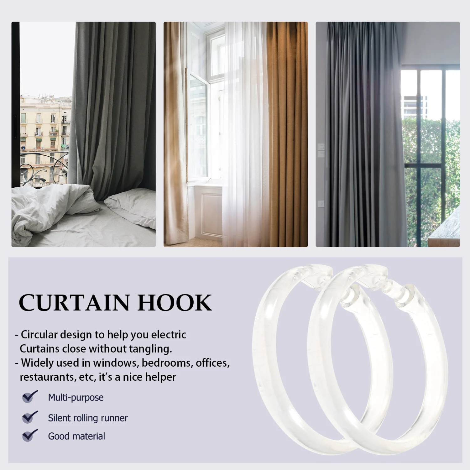 12pcs Shower Curtain Ring Decorative Shower Curtain Hook For Shower Rod