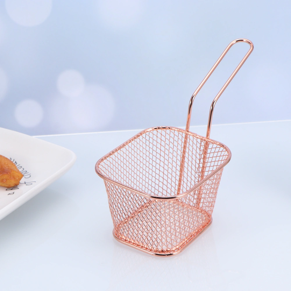 2 Pcs Metal Frying Strainer Food Colander Mesh Fry Filter Mesh Basket for Potatoes Chips French Fries Chicken Wings (Copper)