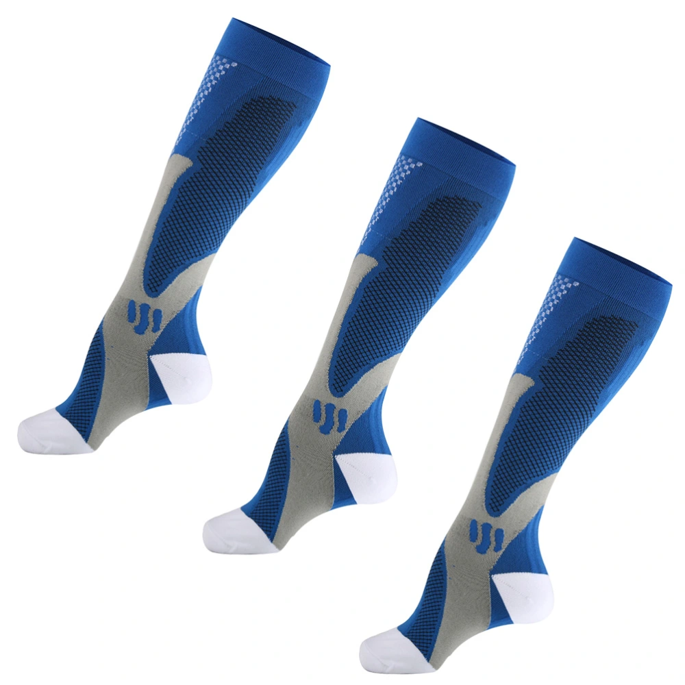 3 Pairs of Soccer Compression Socks Running Fitness Sweat-absorbent Stockings for Outdoor Activities Cycling (L/XL)