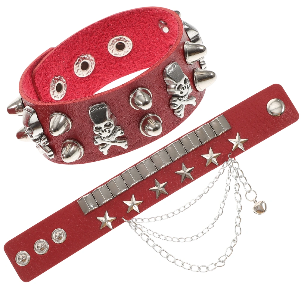 Punk Bracelet Rivets Bracelet Leather Wristband Hip Hop Bracelet for Men Women