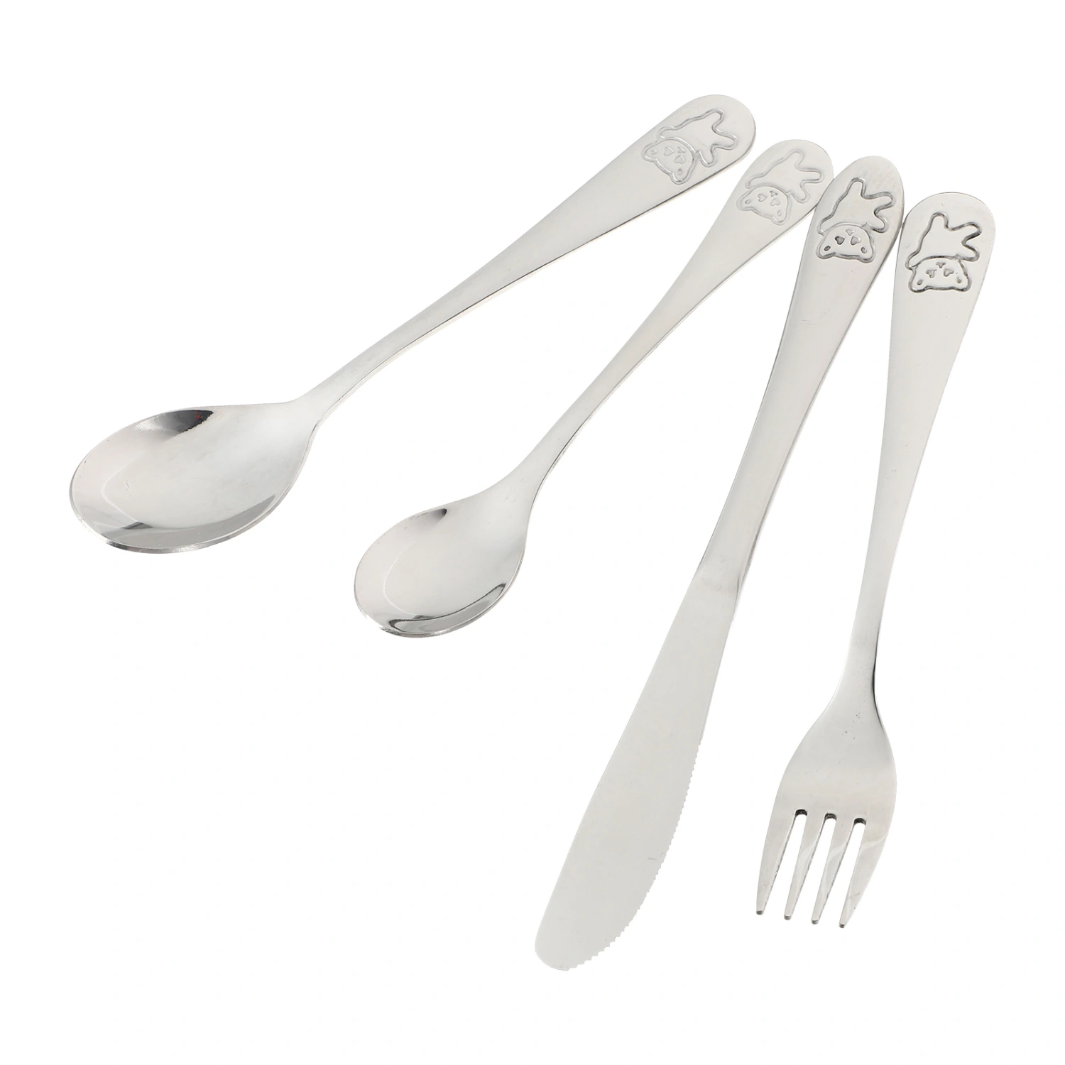 1 Set of Stainless Steel Cutter Fork Spoons Kids Dinning Tableware (Silver)