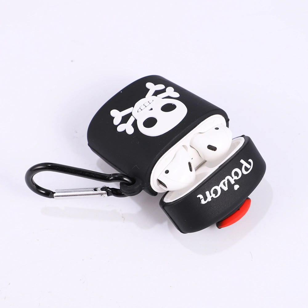 Skull Pattern Earphone Case Silicone Earphone Protective Cover Earphone Protector for Airpods Black