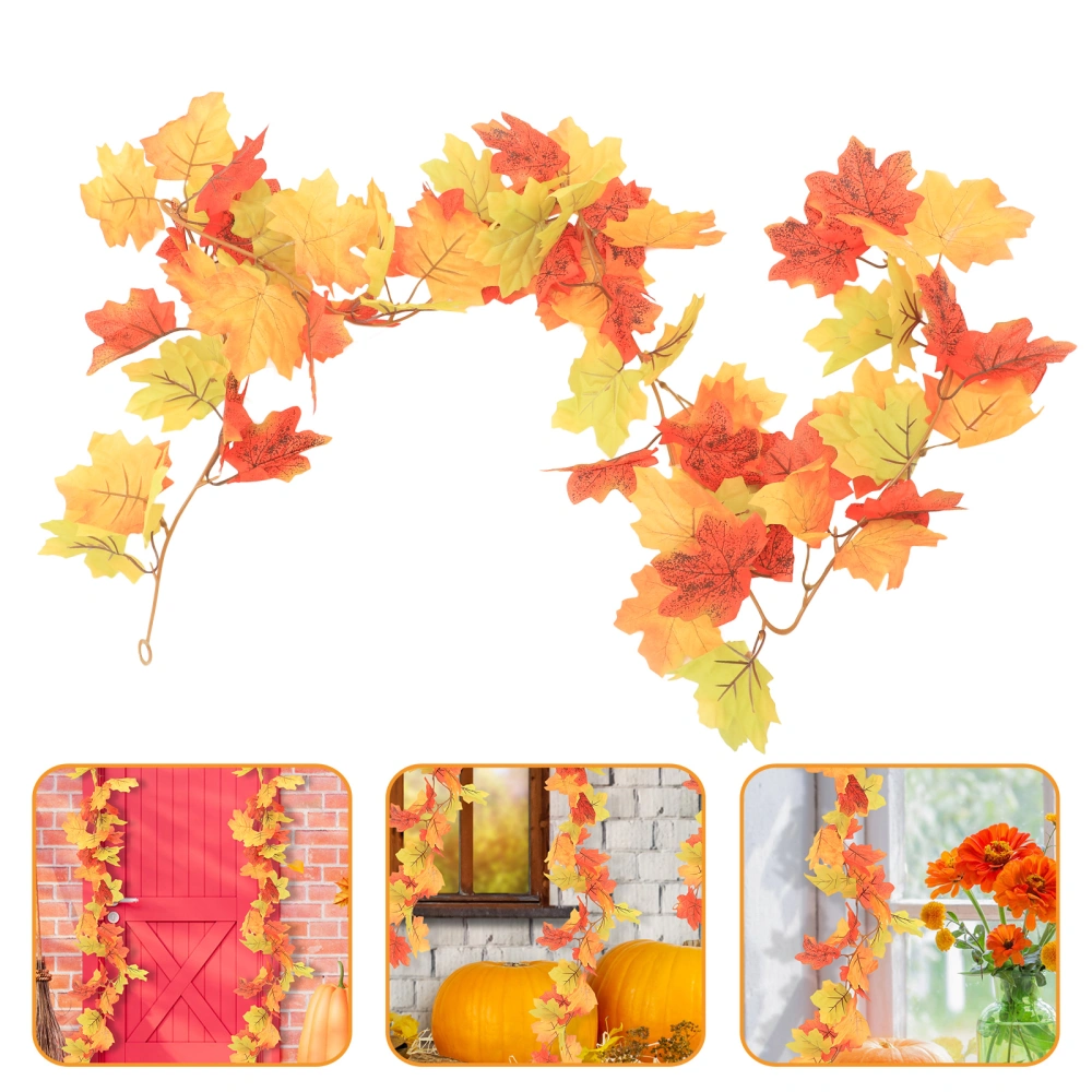 Artificial Autumn Maple Leaves Vine Thanksgiving Halloween Decor for Home Garden