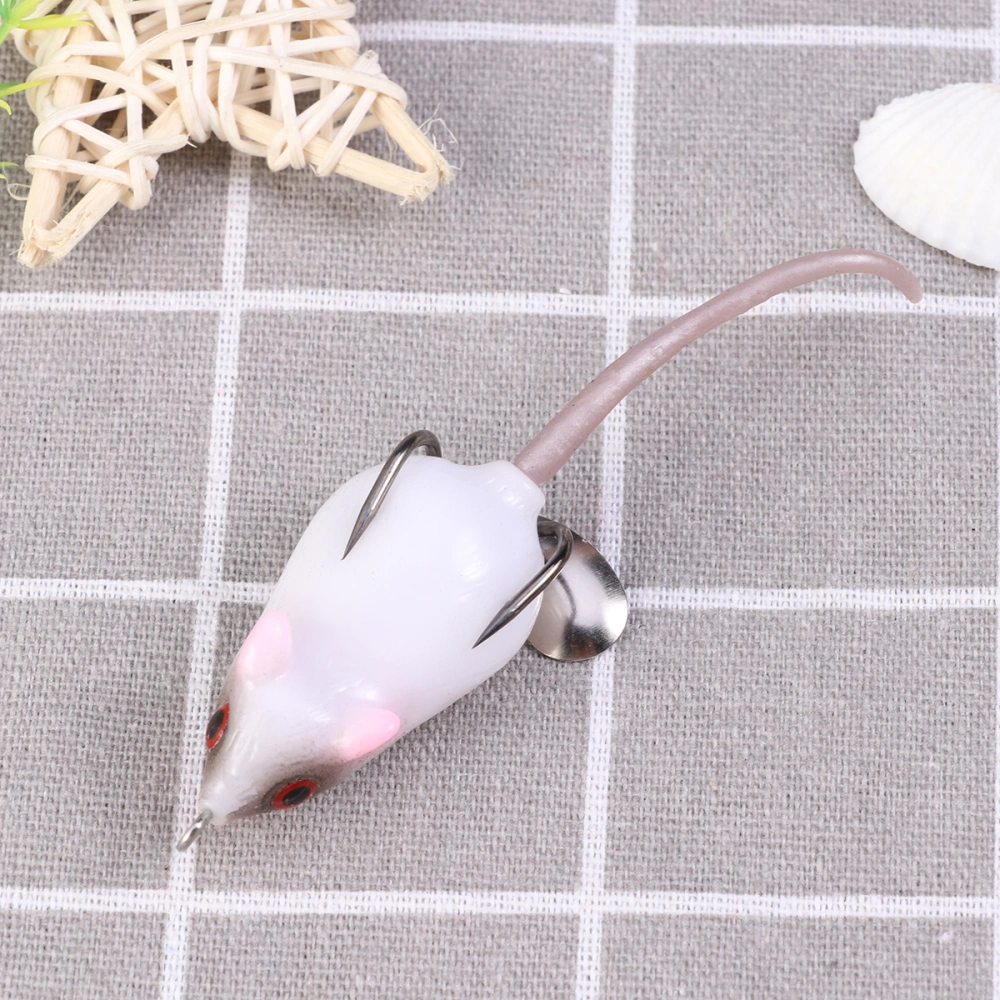 Topwater Rat Fishing Lure Barbed Road Sub Bait Mouse Simulation Bait Long Throw Freshwater Hook Artificial Set Sea Swim Bait Fishing Supplies(White/10.5g)