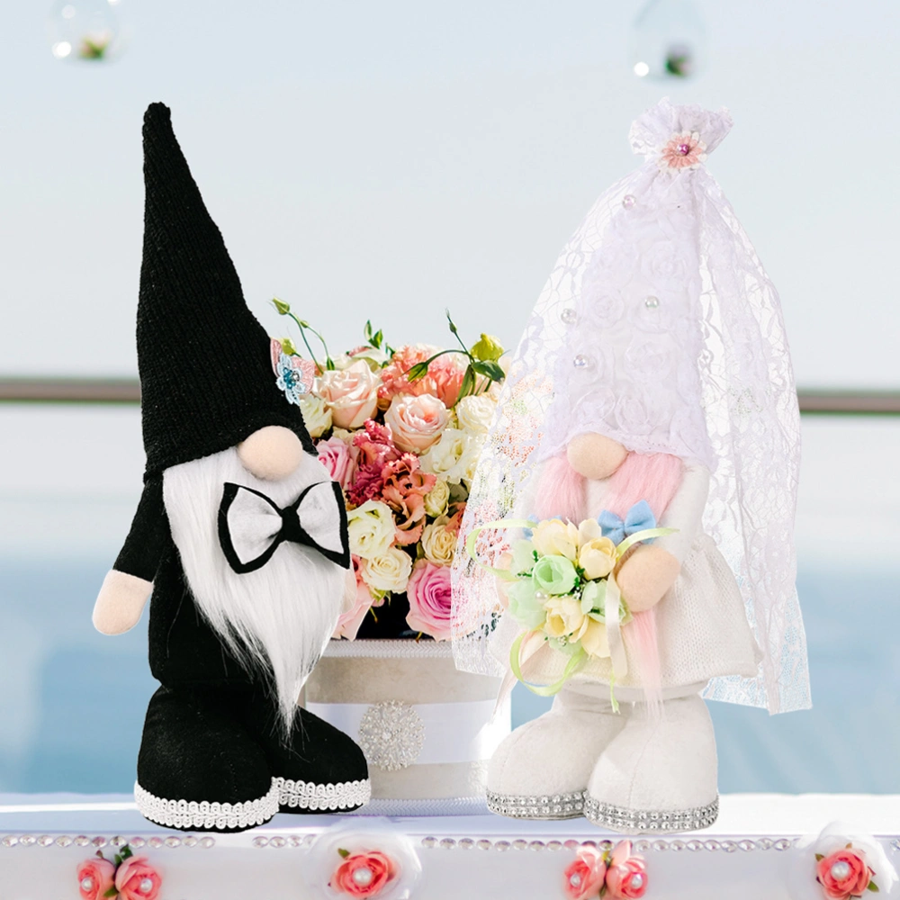 2Pcs Plush Gnome Doll Decor Wedding Elf Dwarf Ornament Table Decoration