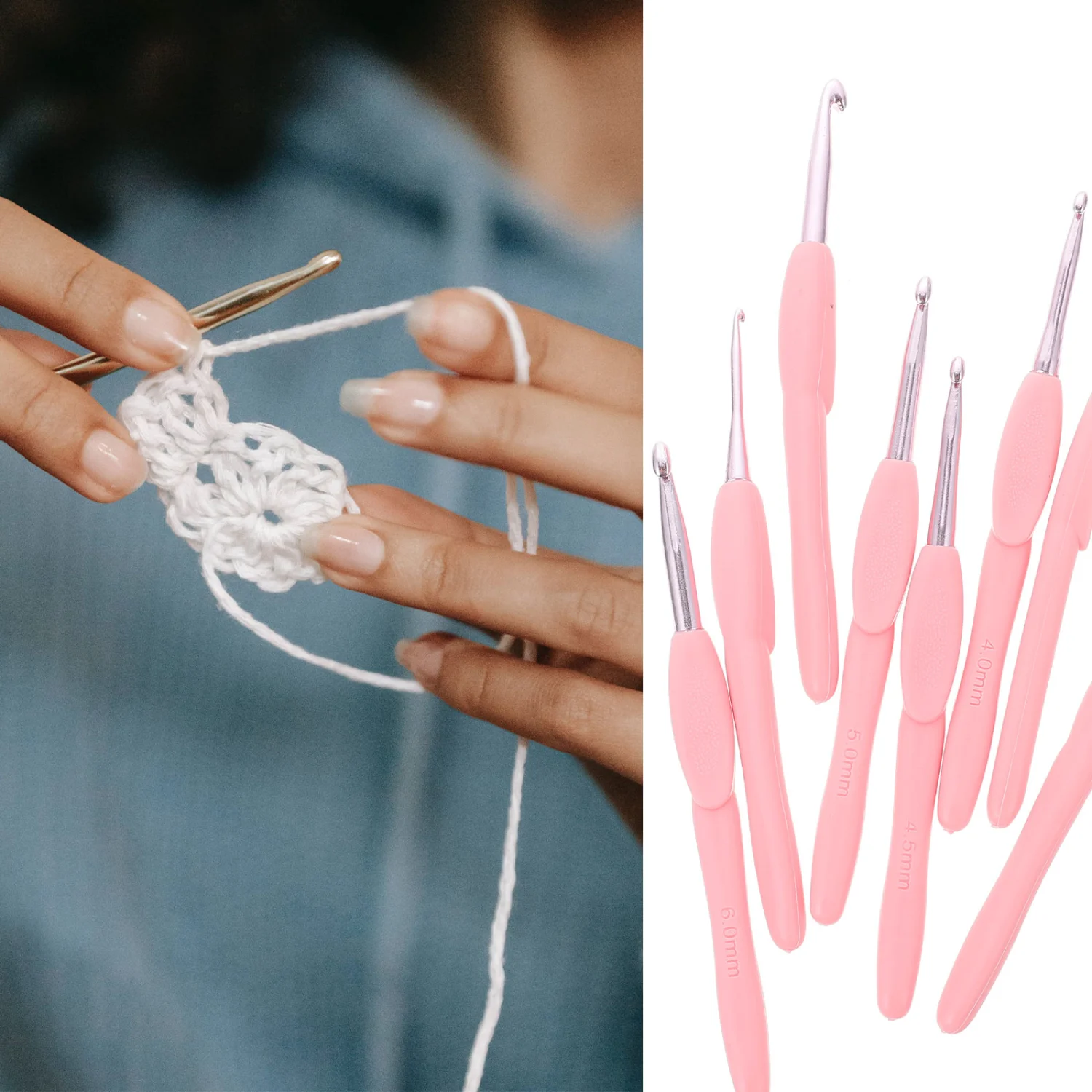 8Pcs Soft Handle Crochet Needles Handcraft DIY Knitting Crochet Hooks Weaving Tools