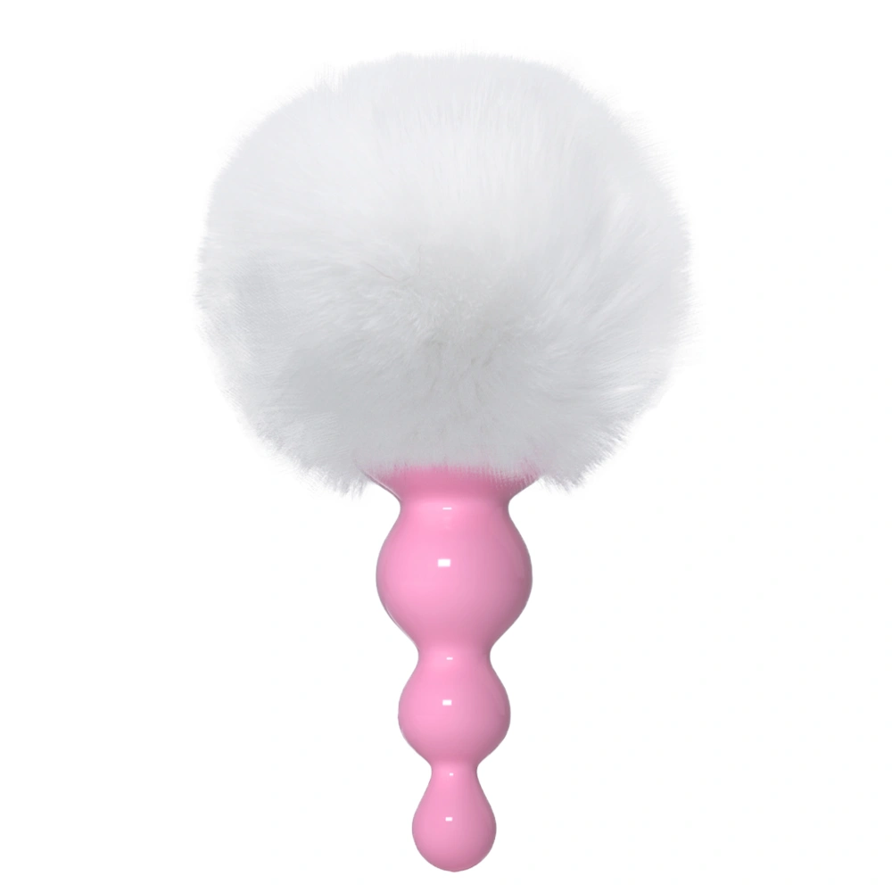 Healthy Anal Plug Simulation Rabbit Hairy Ball Anal Masturbation Device Women Men Rubber Anales Trainer Beginner Couple Game Cosplay Prop (Pink+White))