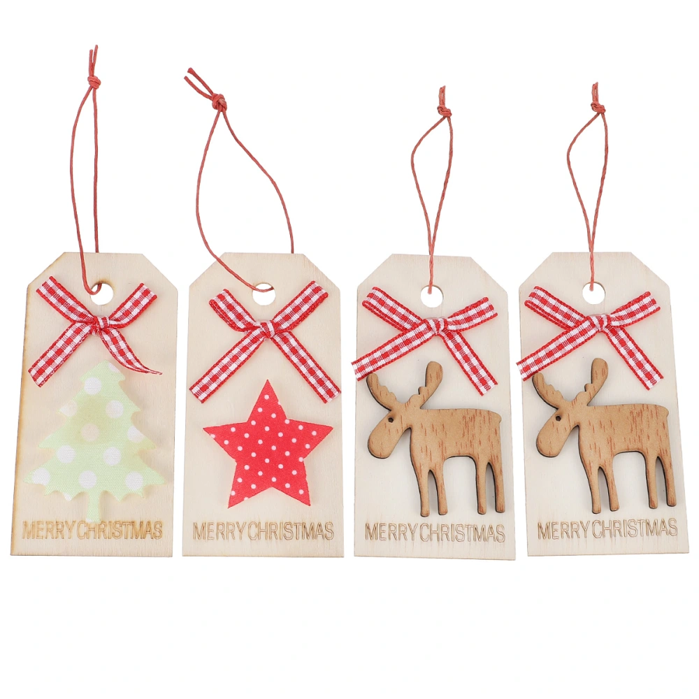 4Pcs Christmas Wooden Hanging Ornaments Xmas Tree Pendants Decoration Supplies