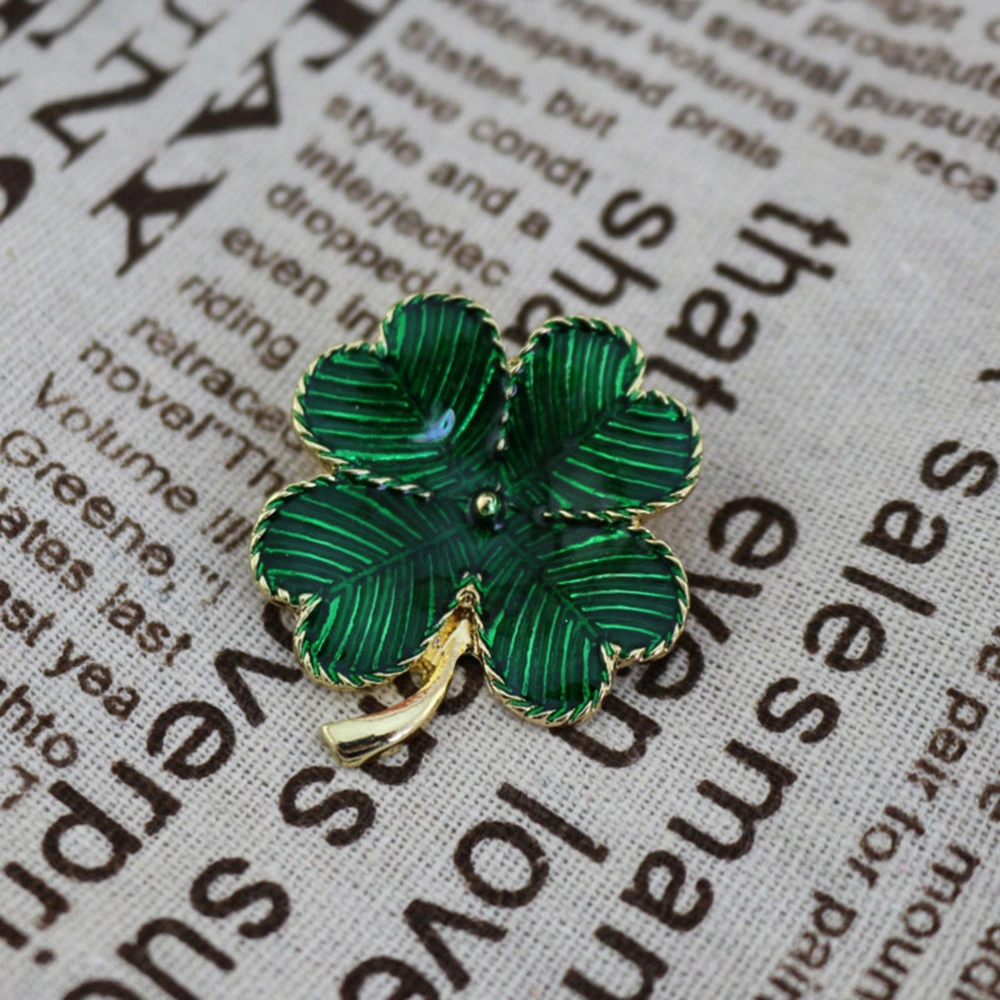 2Pcs Alloy Brooches Delicate Four Leaf Clovers Design Brooch Breastpin Decor