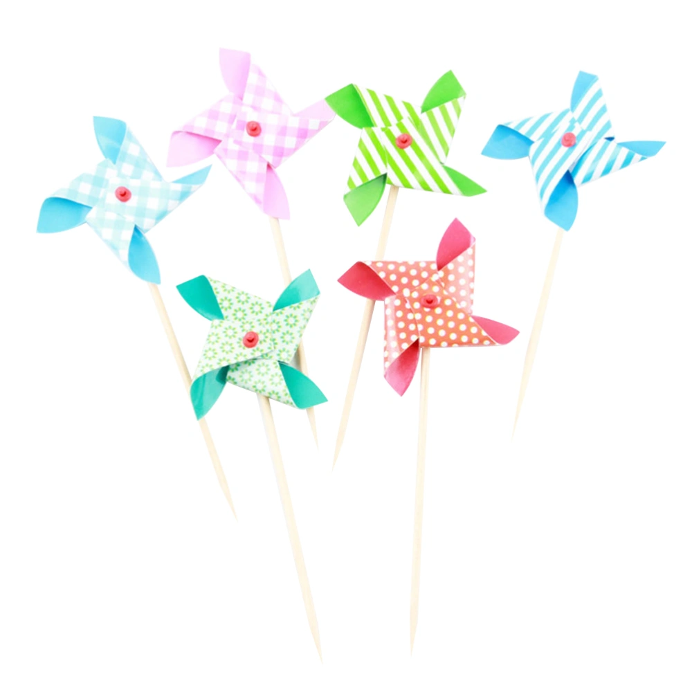 18pcs Lovely Mini Pinwheel Cupcake Picks Cake Toppers