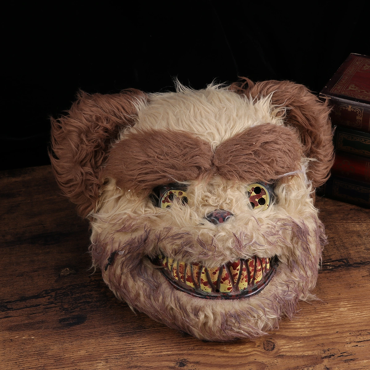 Scary Bloody Bear Mask Costume Prop Mask Dress-up Accessory for Halloween Masquerade Cosply Costume Party Performance (Yellow)