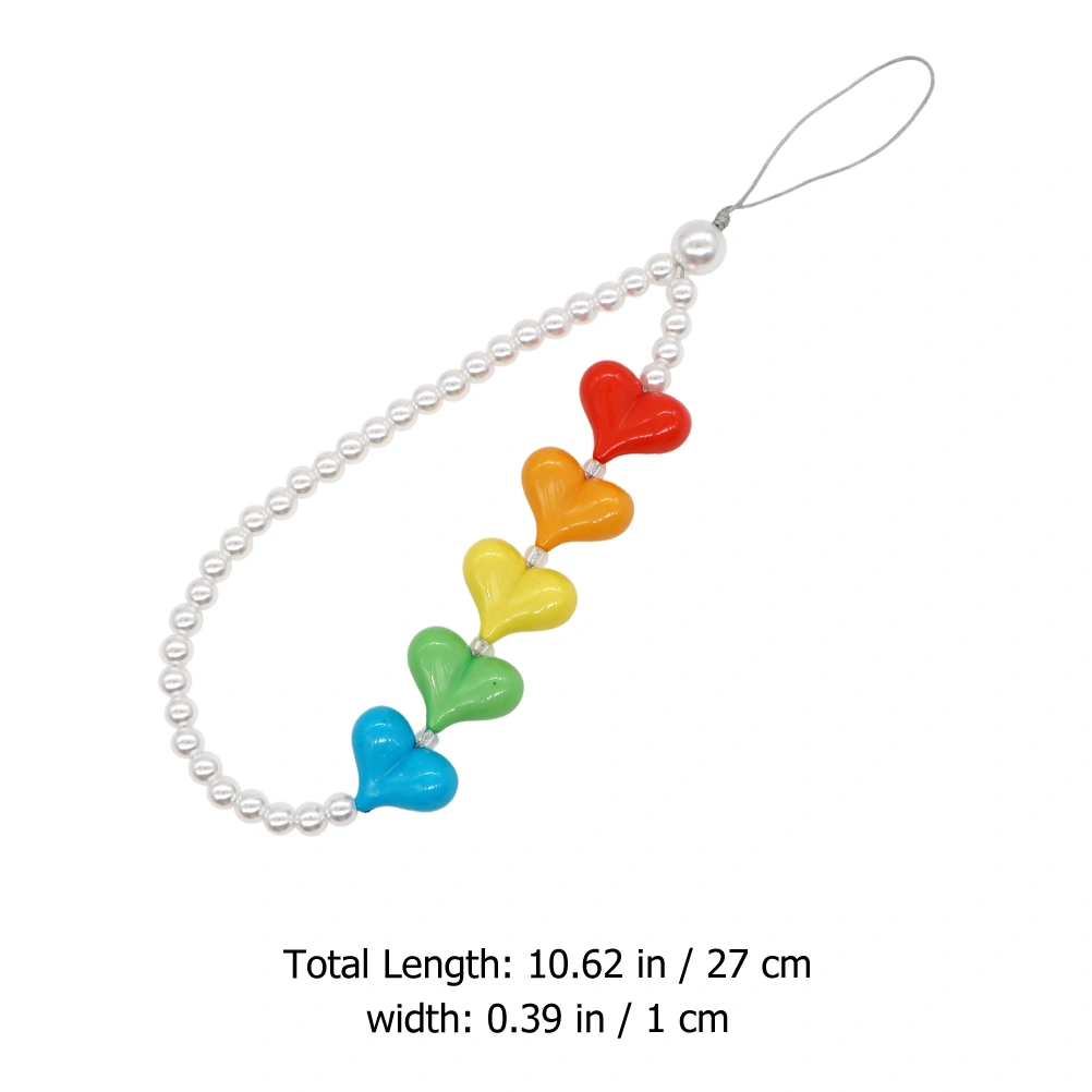 Wrist Hand Strap Phone Lanyard Camera Phone Chain Heart Shape Beads Lanyard
