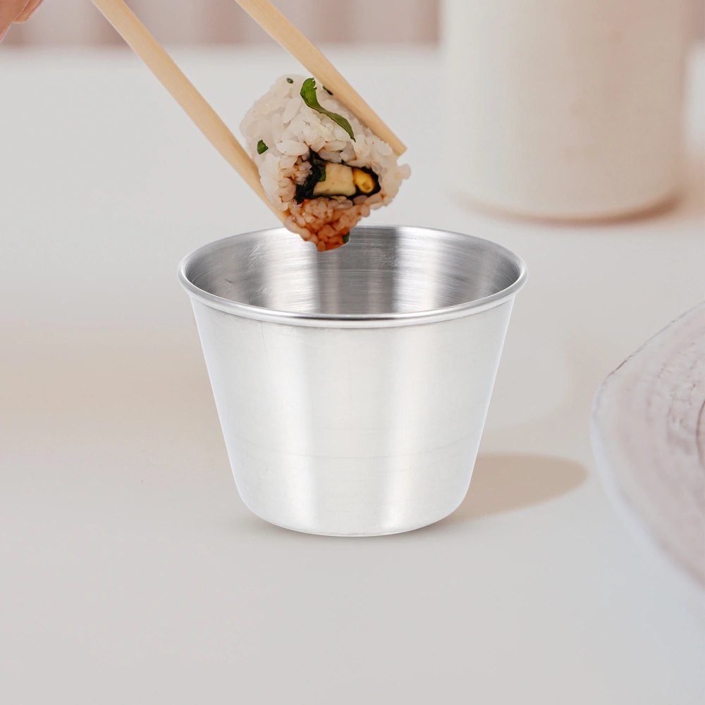 2Pcs Household Snack Sauce Cup Stainless Steel Dipping Cup for Restaurant