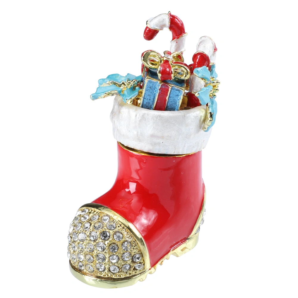 Christmas Shoe Shape Metal Jewelry Box Ring Bracelet Storage Holder Home Decor