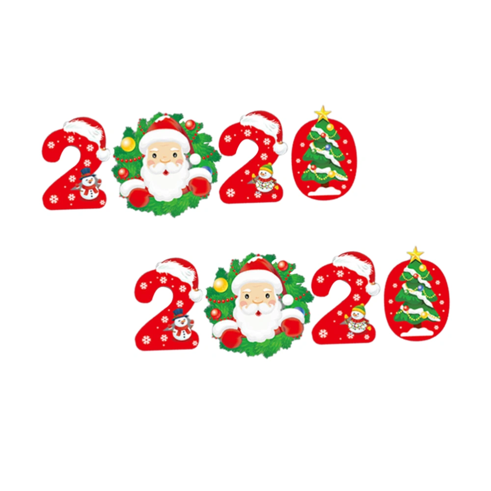 2pcs Santa Cluas Christmas Sticker Waterproof Window Decal Self-adhesive Wall Paste for Decoration