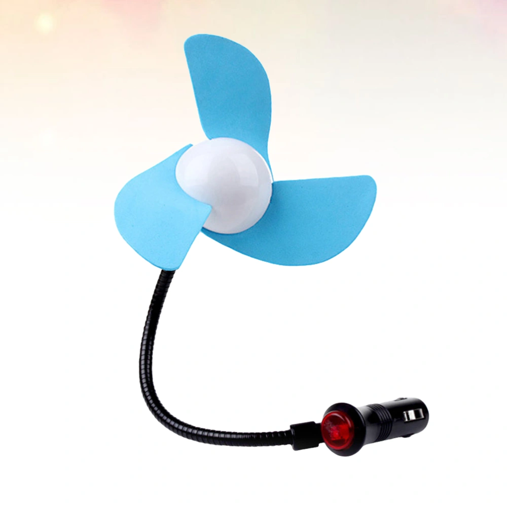 12V Mini Flexible Tube Vehicle Mounted Fan Car Low Noise Air Conditioner with Cigarette Lighter (Blue)