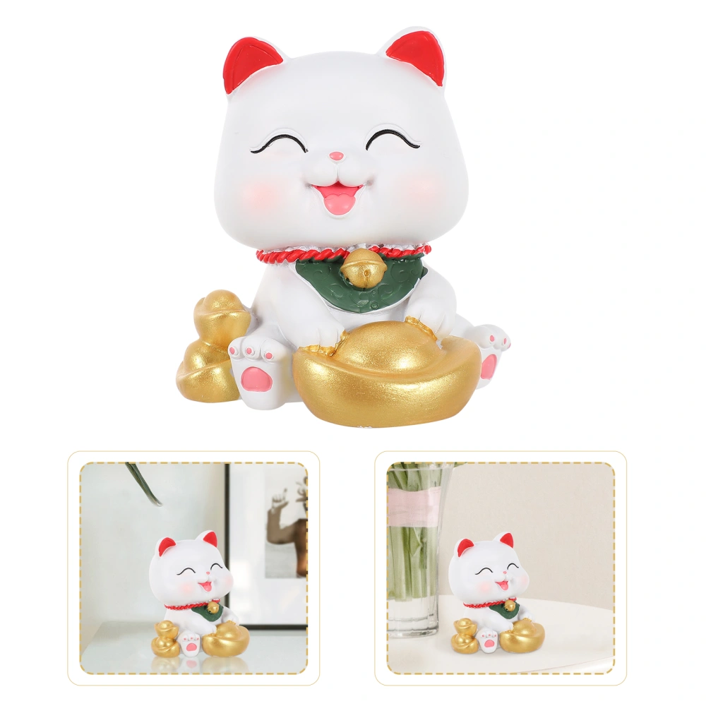 Chic Resin Cat Figurine Adorable Desktop Adornment Fortune Cat Crafts Adorn