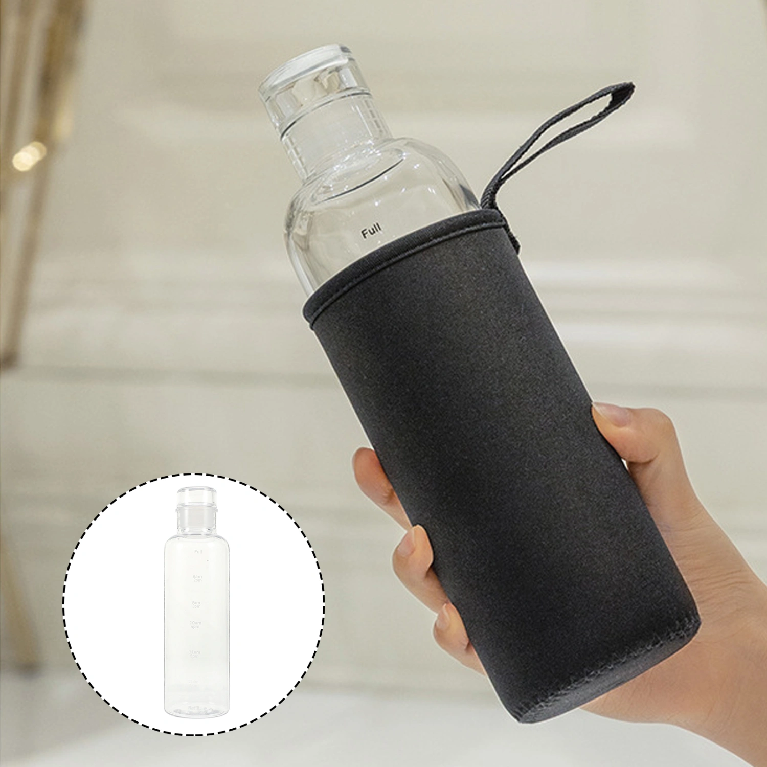 Plastic Water Bottle Portable Water Bottle with Scale Water Drinking Container