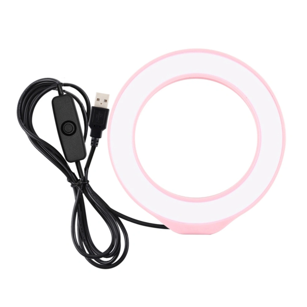 12cm USB LED Ring Fill Lamp Led Phone Live Broadcast Supplementary Light Selfie Live Beauty Lamp (Pink)