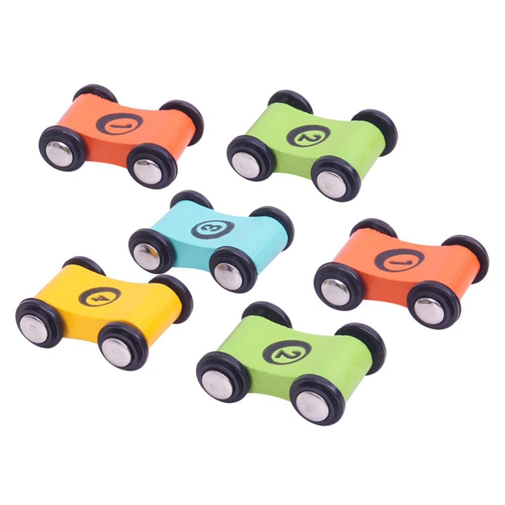 6pcs Simulated Racing Car Wooden Model Infant Mini Children Gift Cognitive Toys Vehicles Board Game for Children Baby (Random Color)