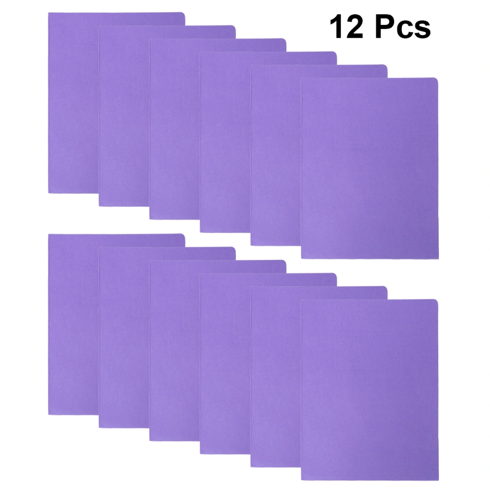 12Pcs A4 2Pockets Kraft Paper File Folder Brown Holder Document Folder Office Project File Presentation Folder (Purple)