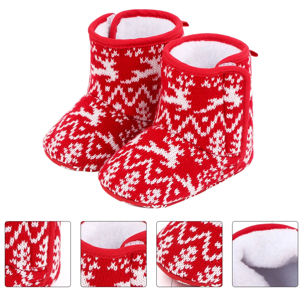 1Pair Christmas Baby Cotton Boots Bottom Toddler Shoes Warm Infant Shoes