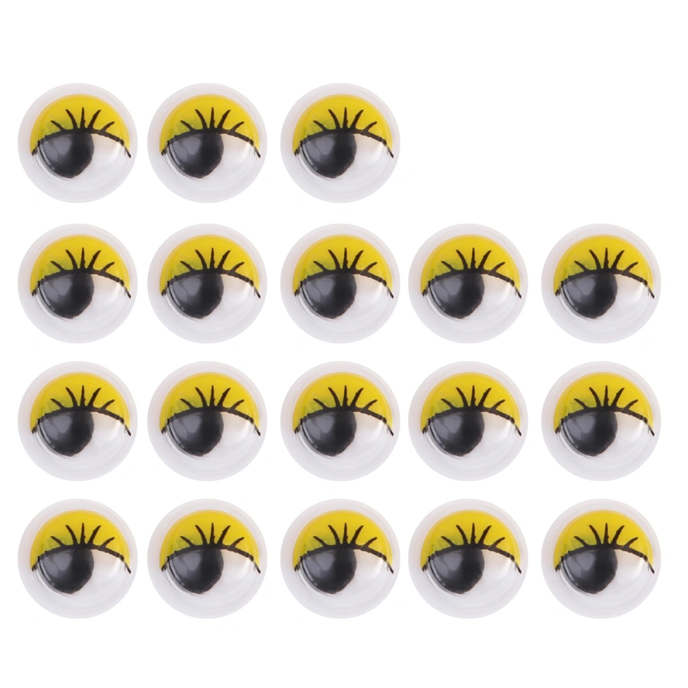 100Pcs 10mm Eyelashes Wiggly Wobbly Googly Eyes for Toys DIY Craft Decor (Yellow)