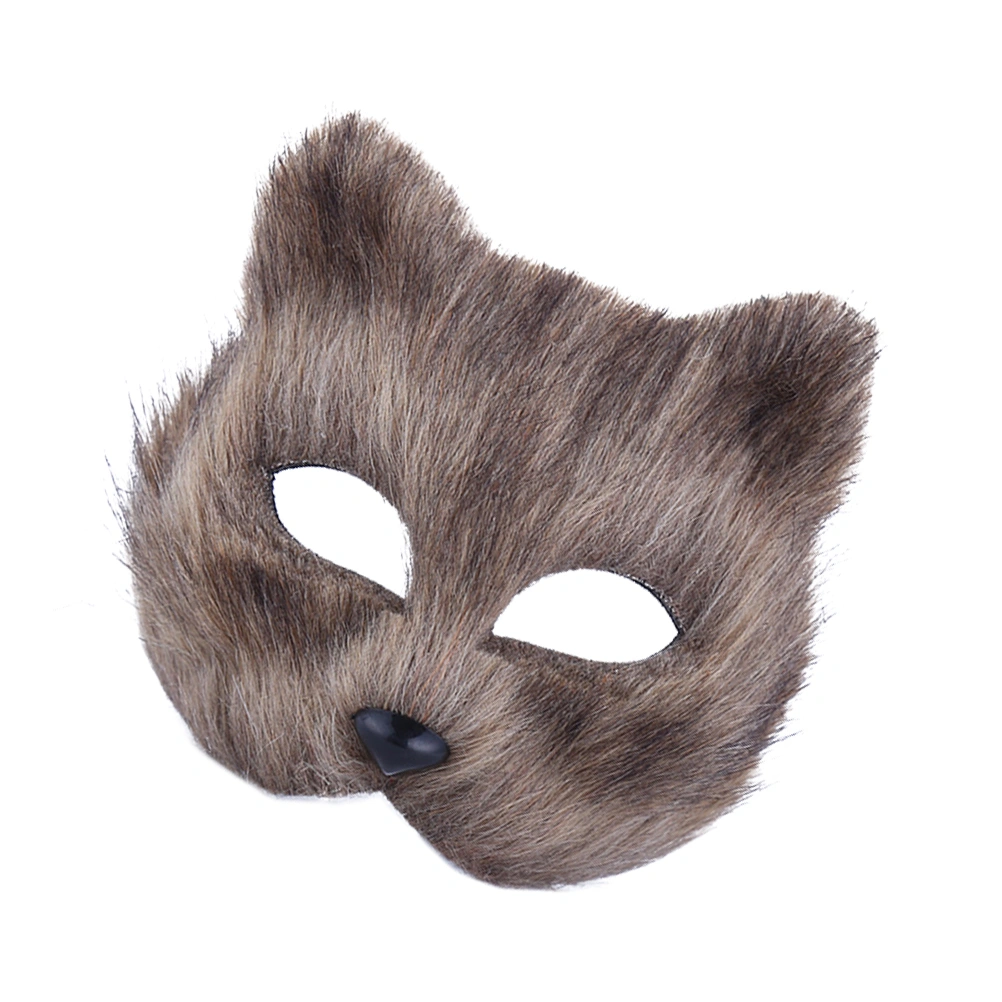 Fancy Dress Mask Half Face Animal Mask Cosplay Costume Accessory for Halloween Carnival Masquerade (Grey)