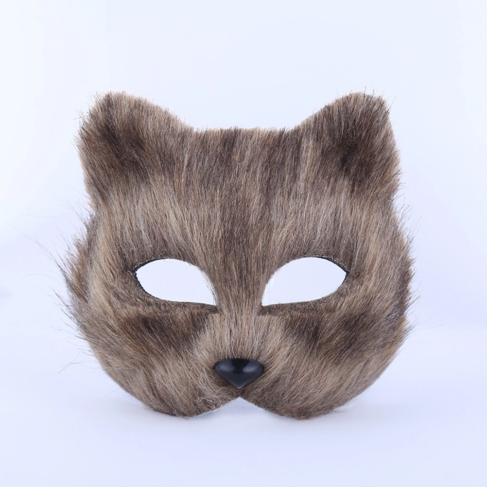 Fancy Dress Mask Half Face Animal Mask Cosplay Costume Accessory for Halloween Carnival Masquerade (Grey)