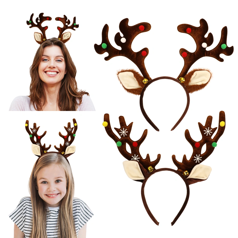 ABOOFAN 2pcs Christmas Antler Headbands Holiday Hair Accessories Reindeer Ears Headbands Party Headdress