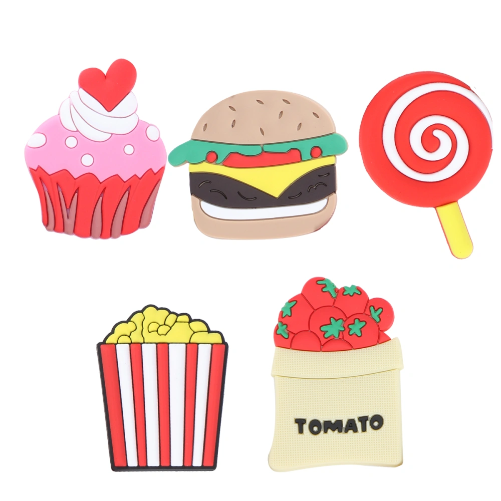 5pcs Creative Popcorn Cake Burger Tomatoes Bag Lollipop Fridge Magnets Set