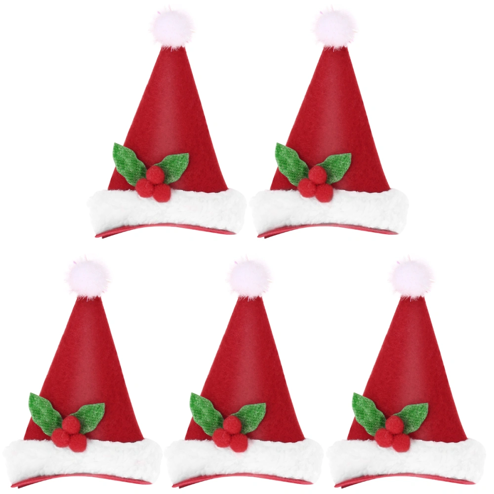 LUOEM 5PCS Novelty LED Light Up Christmas Hat Hair Clip Fun Xmas Accessories (Tricorne)