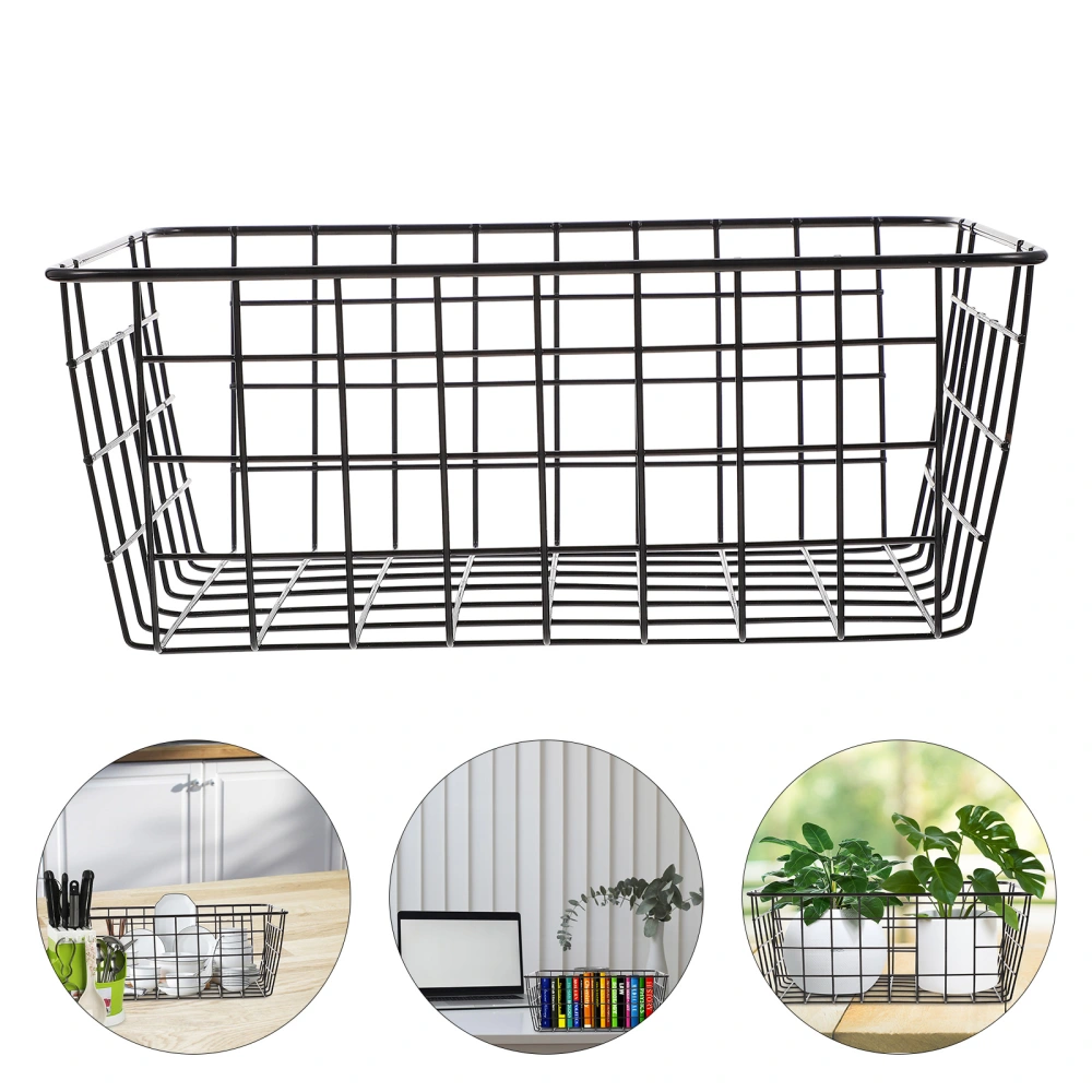 1pc Iron Storage Basket Japanese Style Living Room Decor Hollow Grid Basket