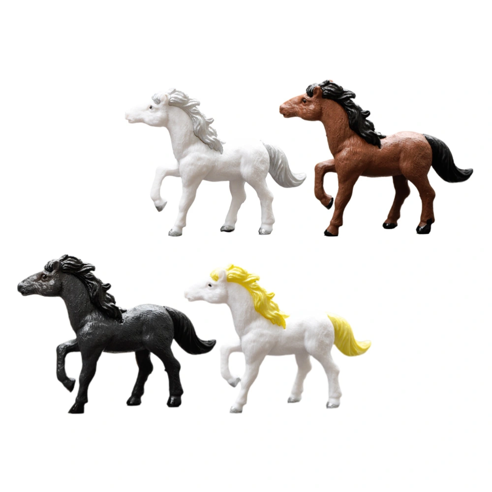 4pcs Adorable Simulation Pony Figurines Desktop Horse Models Decors for Home