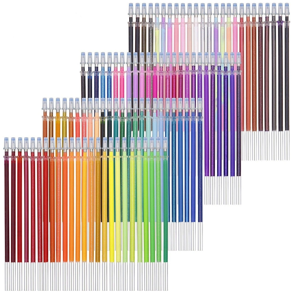 48 Colors 0.5mm Gel Ink Pen Refills Glitter Neon Set Craft Drawing Painting Coloring Books Gift