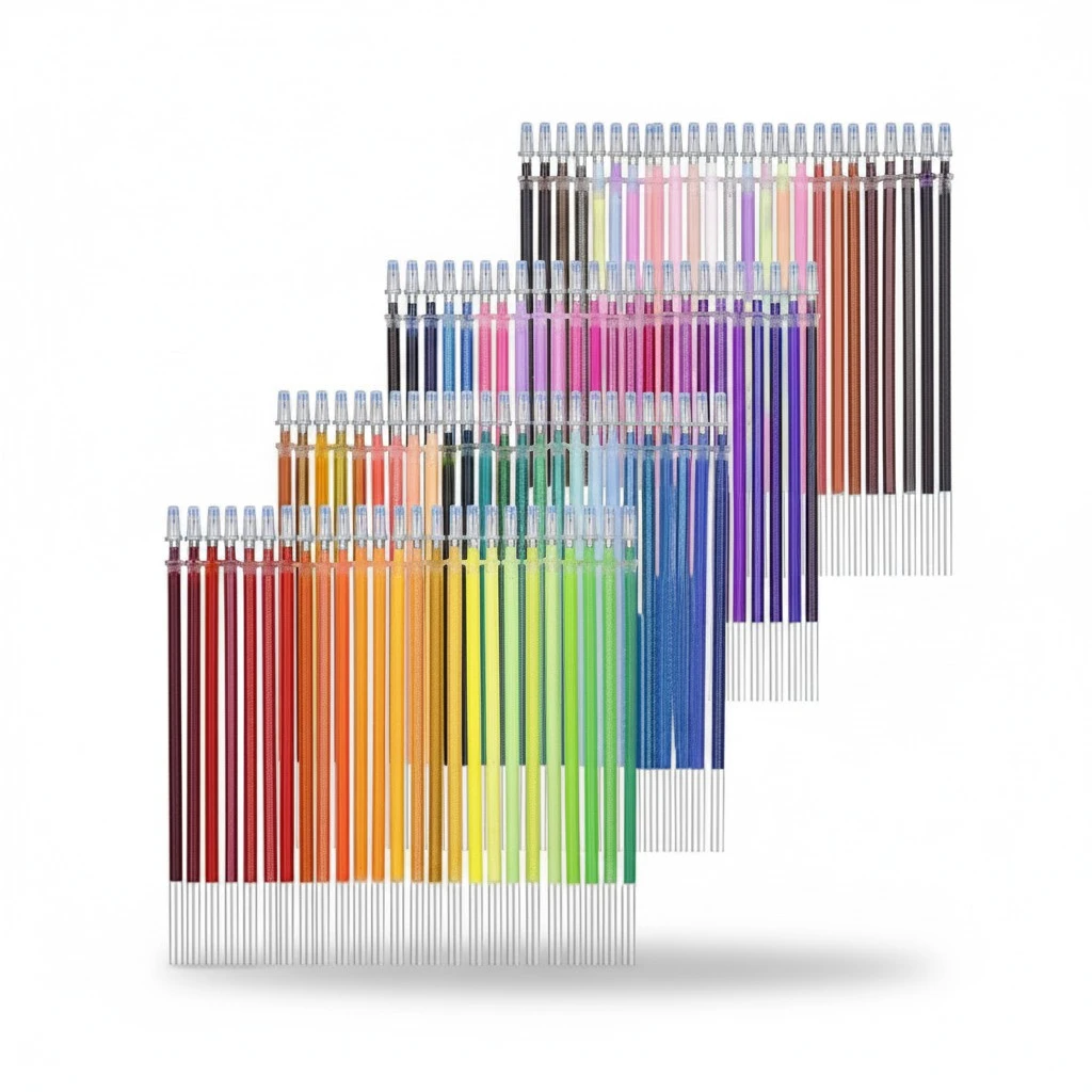 48 Colors 0.5mm Gel Ink Pen Refills Glitter Neon Set Craft Drawing Painting Coloring Books Gift