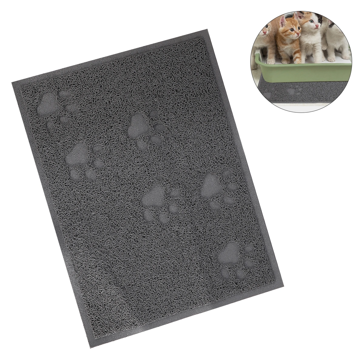 1pc Anti-slip Cat Litter Mat Waterproof Claw Grinding Mat Splash-proof Cat Cushion Pet Supplies (Grey)