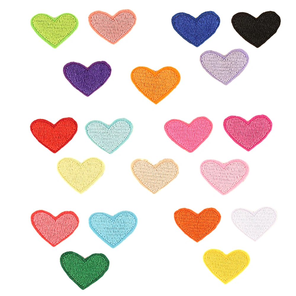 40 Pcs Heart Shape Patches Embroidery Appliques Creative Sewing Repair Patches