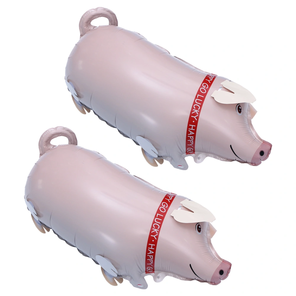 2pcs Walking Pig Porket Balloons Aluminum Foil Balloon Party Mylar Animal Balloons Decoration (Pink)