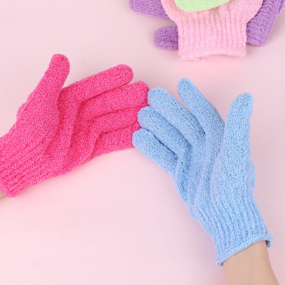 12pcs Bathing Scrubbers Gloves Five Fingers Shower Towels Gloves Body Exfoliating Gloves (Mixed Color)