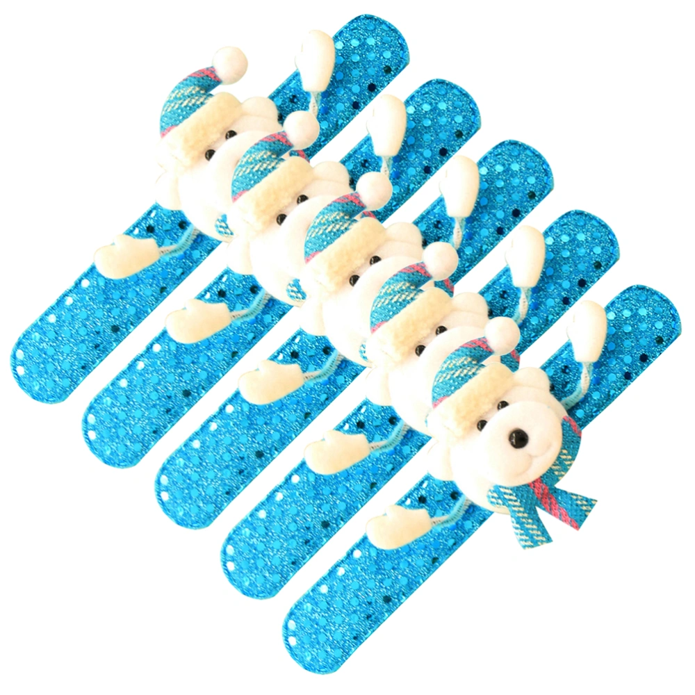 5PCS Children Snap Bracelet Christmas Lighting Slap Wristband Funny Patting Hand Band Party Favor for Kids Festival (Sequin Bear)