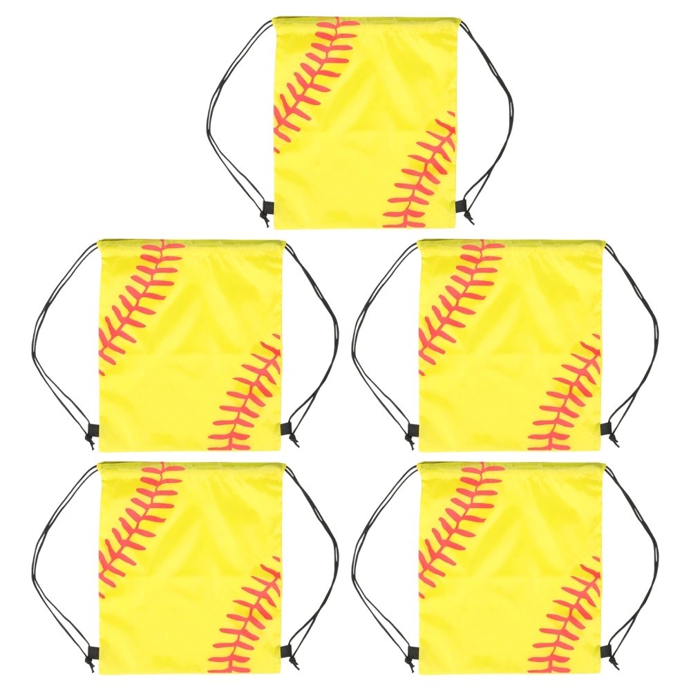 5Pcs Baseball Drawstring Bag Basketball Backpack Fitness Bag Drawstring Sports Backpack